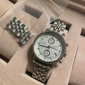 Silver Fossil Watch